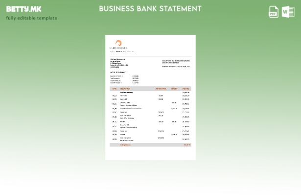 модерен стил Северна Македонија Статер банка цврста сметка на шаблон Word и PDF